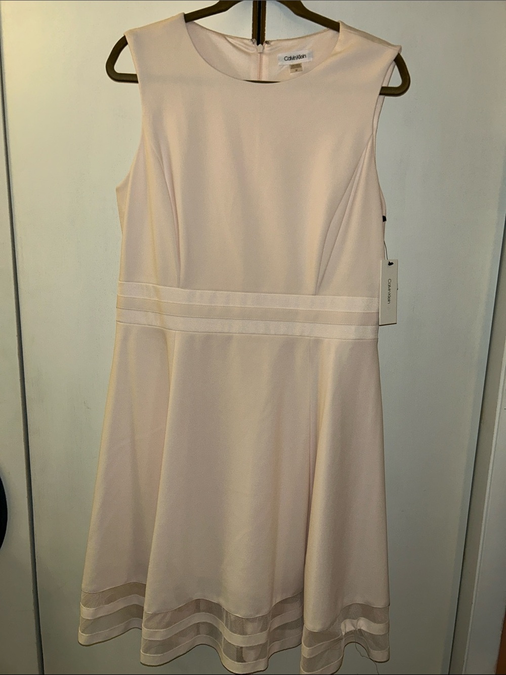 Calvin Klein Sleeveless A-Line Dress in Blush Pink